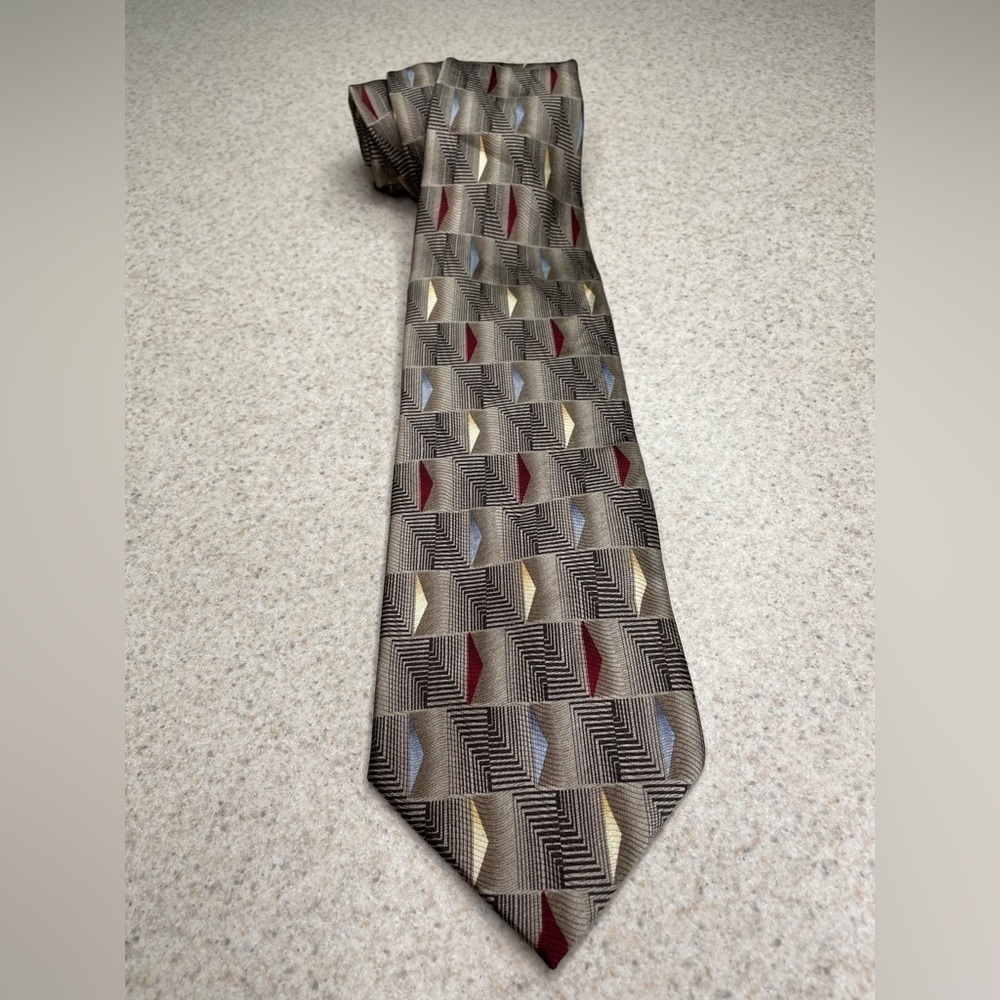 Giorgio Bissoni Silk Triangle Diagonal Taupe Black 67” Long 4” Wide